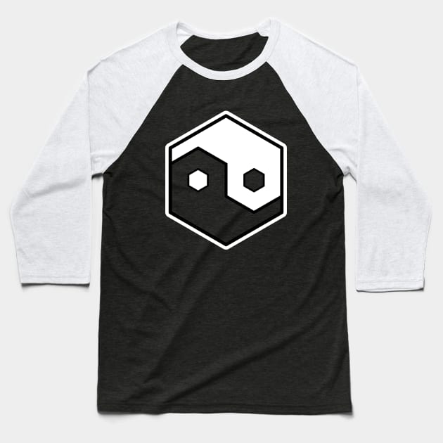 Hexagon Yin & Yang (White + Shirt Color) Baseball T-Shirt by JohnFerenz